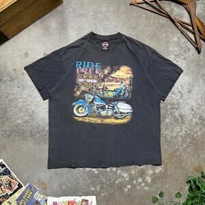 Vintage 90s Single Stitch Harley Davidson Faded Black Tee Mens XL Biker Shirt